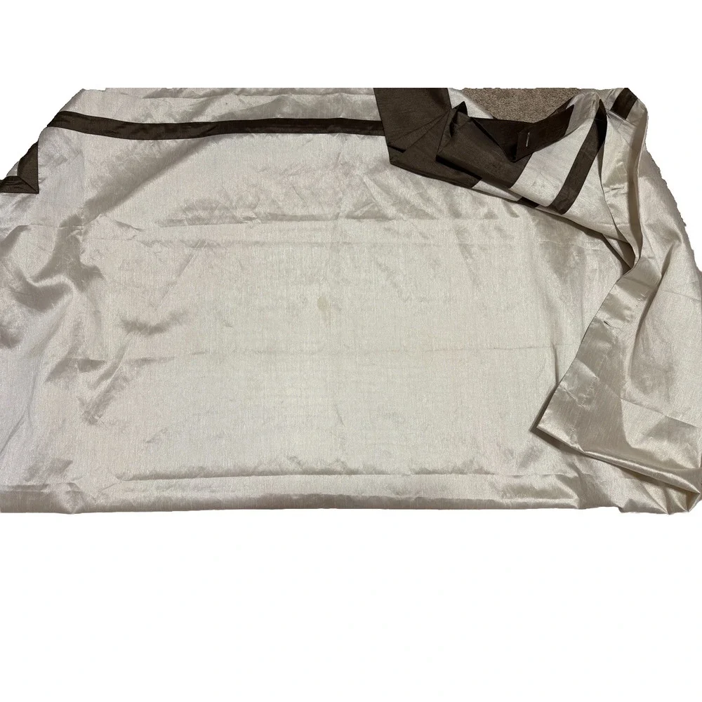 Hotel Collection Faux Silk Luxury Shower Curtain 72x72 Brown Beige Bordered Trim
